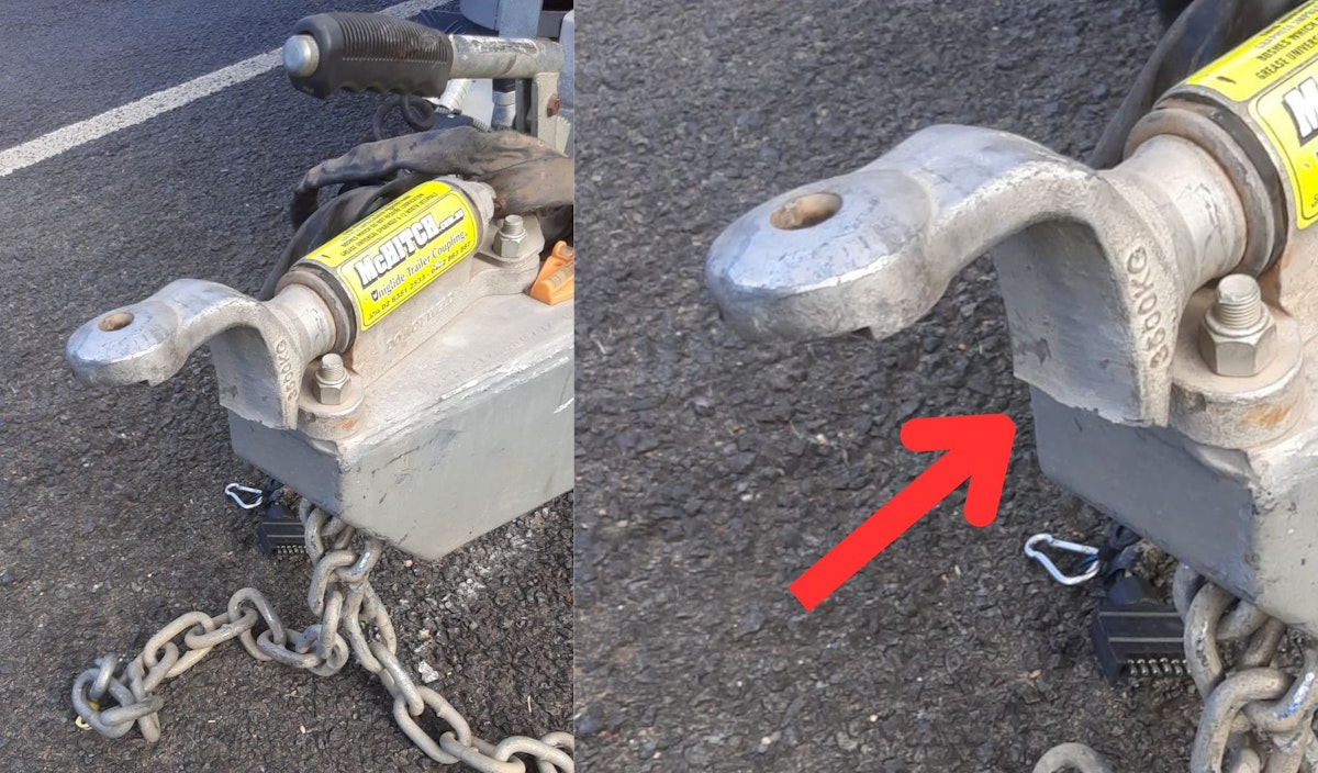 Failed hitch from a caravan recently brought in to Howard Motor Repairs